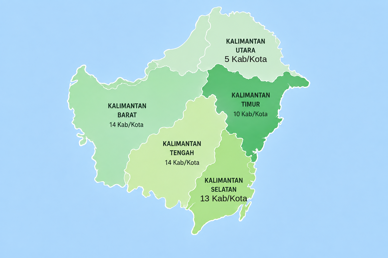 Peta Pulau Kalimantan - 5 Provinsi